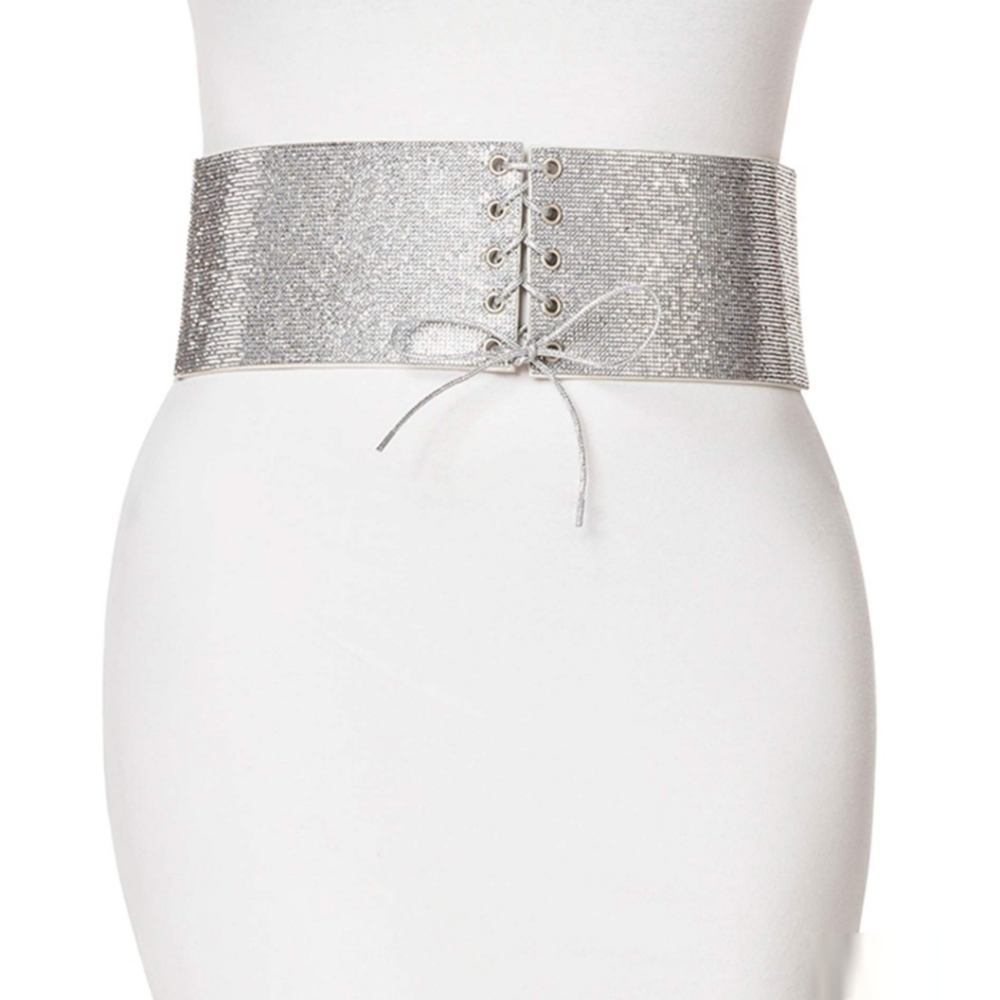 New Spirit Halloween Silver Rhinestone Waist Cincher One Size